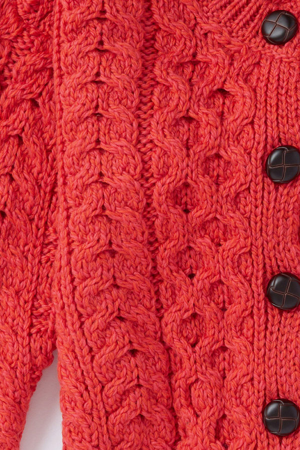 Carraig Donn Kids Aran Cardigan in Red