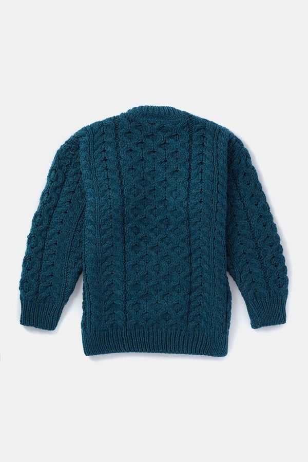 Carraig Donn Kids Aran Jumper in Blue