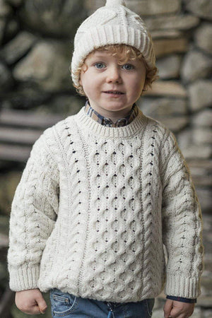 Carraig Donn Kids Aran Jumper in Cream