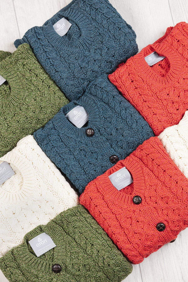 Carraig Donn Kids Aran Jumper in Green