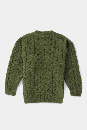 Carraig Donn Kids Aran Jumper in Green