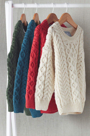 Carraig Donn Kids Aran Jumper in Green