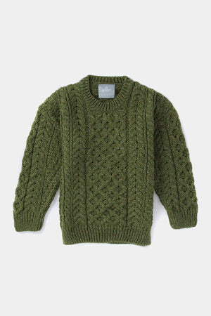 Carraig Donn Kids Aran Jumper in Green