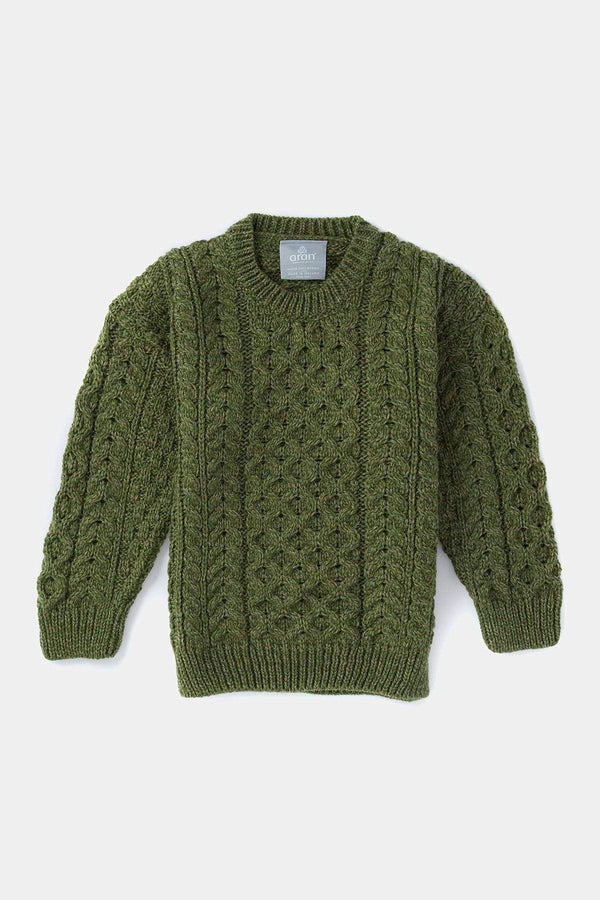 Carraig Donn Kids Aran Jumper in Green