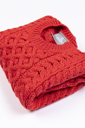 Carraig Donn Kids Aran Jumper in Red
