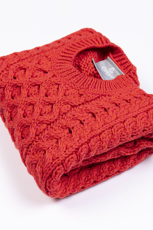 Carraig Donn Kids Aran Jumper in Red