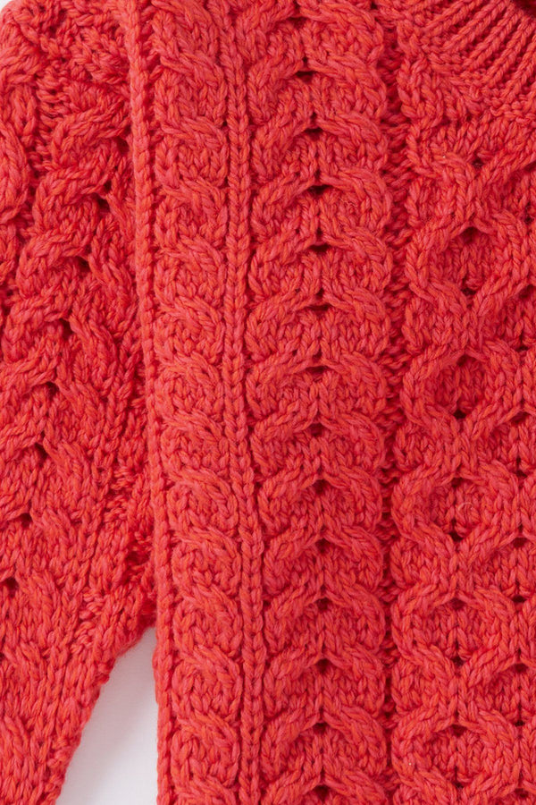 Carraig Donn Kids Aran Jumper in Red