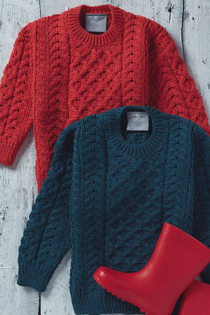 Carraig Donn Kids Aran Jumper in Red