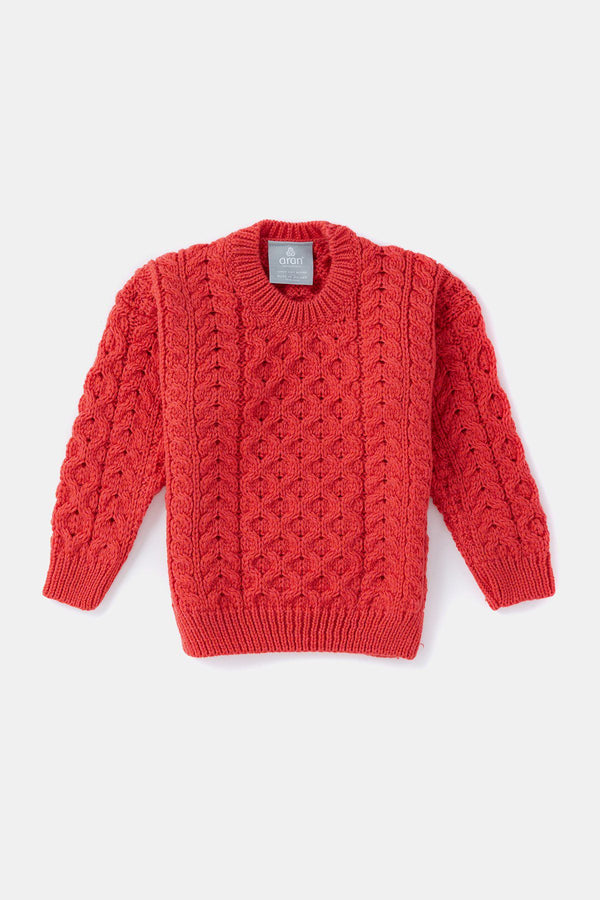 Carraig Donn Kids Aran Jumper in Red
