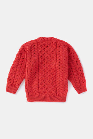 Carraig Donn Kids Aran Jumper in Red