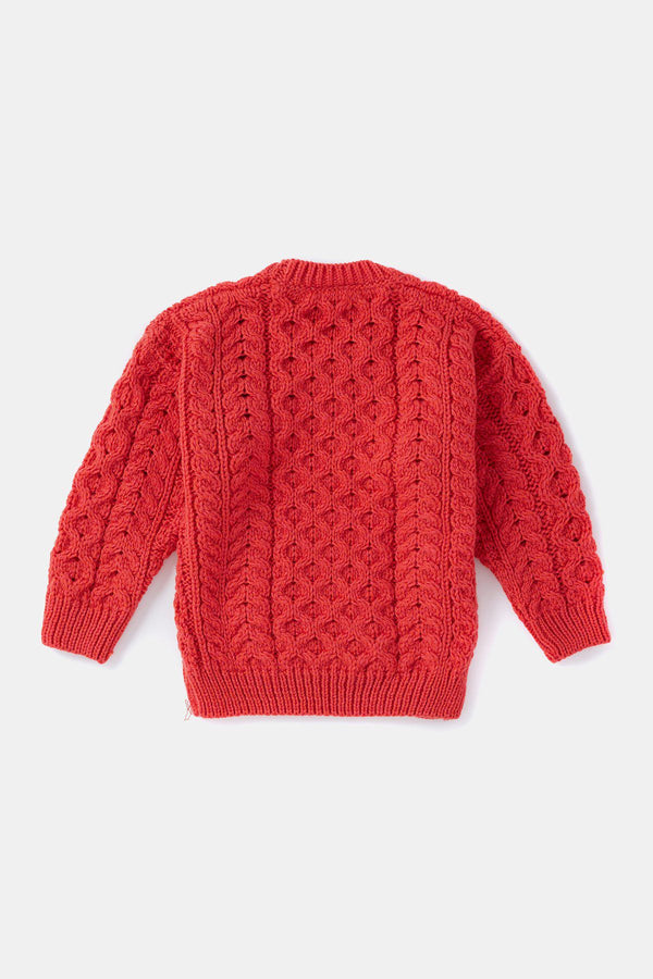 Carraig Donn Kids Aran Jumper in Red