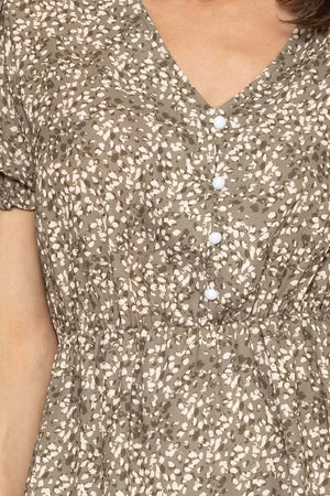 Carraig Donn Kimberley Short Dress In Khaki Floral Print