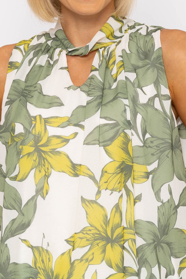 Carraig Donn Knot Neck Halter Top in Khaki Print