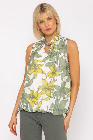 Carraig Donn Knot Neck Halter Top in Khaki Print