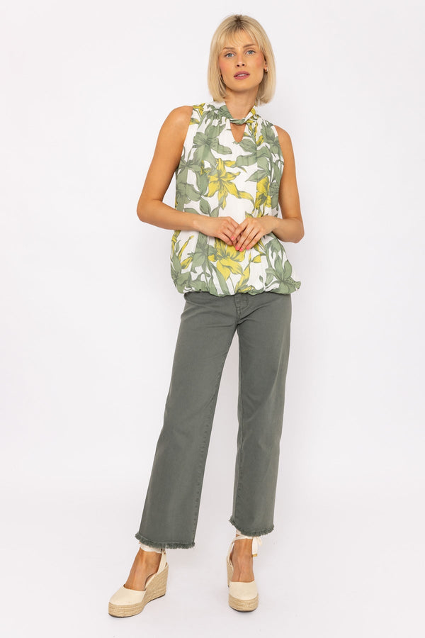 Carraig Donn Knot Neck Halter Top in Khaki Print
