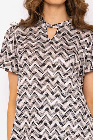 Carraig Donn Knot Neck Top in Beige Print