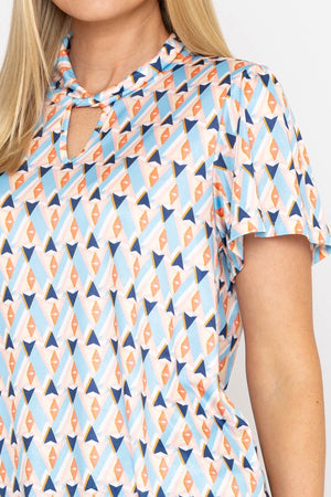 Carraig Donn Knot Neck Top in Blue Print