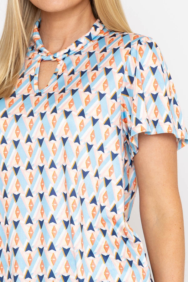 Carraig Donn Knot Neck Top in Blue Print
