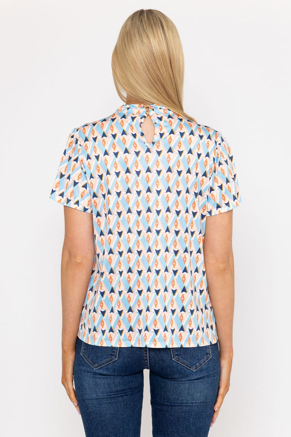 Carraig Donn Knot Neck Top in Blue Print