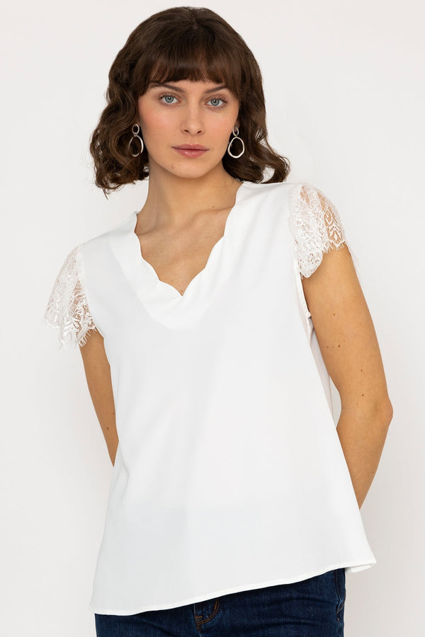 Carraig Donn Lace Cap Sleeve Top in Ivory
