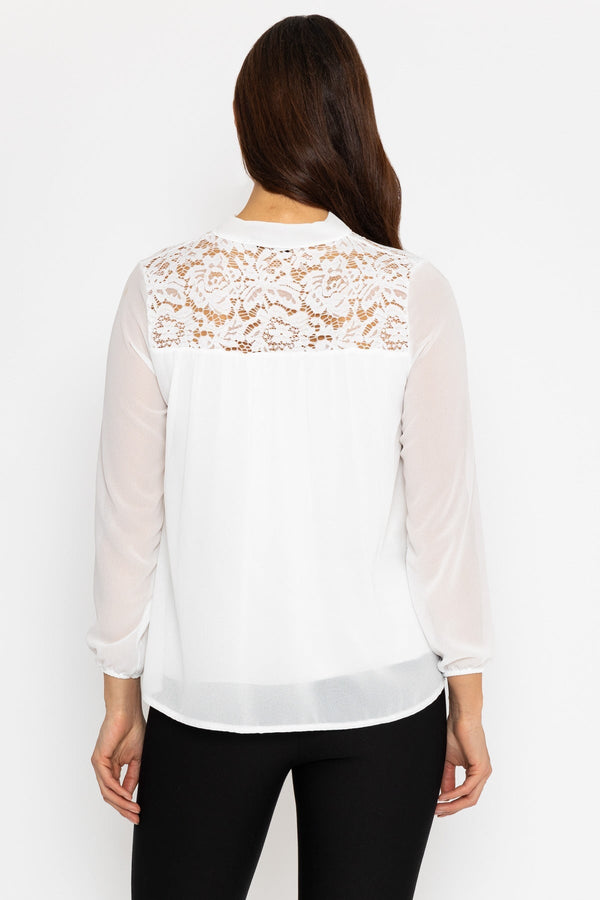 Carraig Donn Lace Insert Blouse in Ecru