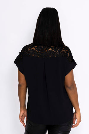 Carraig Donn Lace Insert Shirt in Black