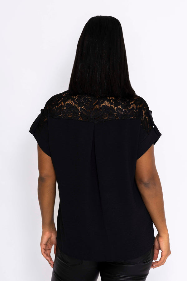 Carraig Donn Lace Insert Shirt in Black