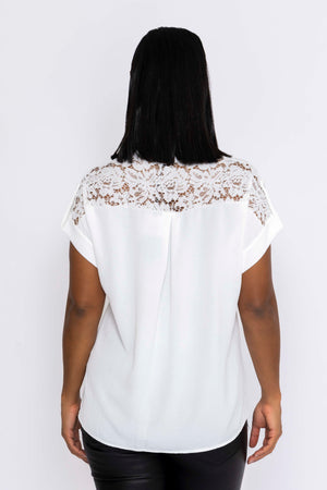 Carraig Donn Lace Insert Shirt in Ecru