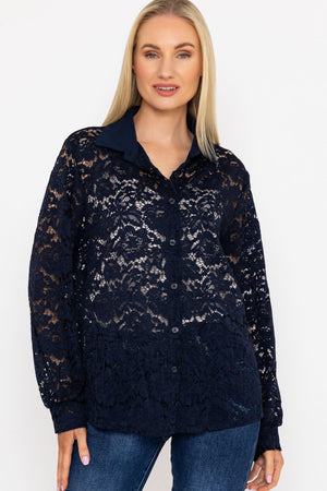 Carraig Donn Lace Shirt in Navy