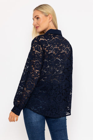 Carraig Donn Lace Shirt in Navy