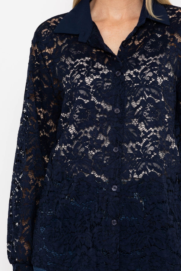 Carraig Donn Lace Shirt in Navy