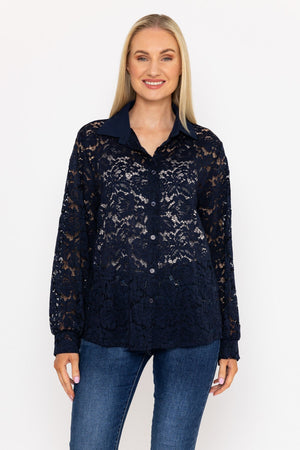 Carraig Donn Lace Shirt in Navy