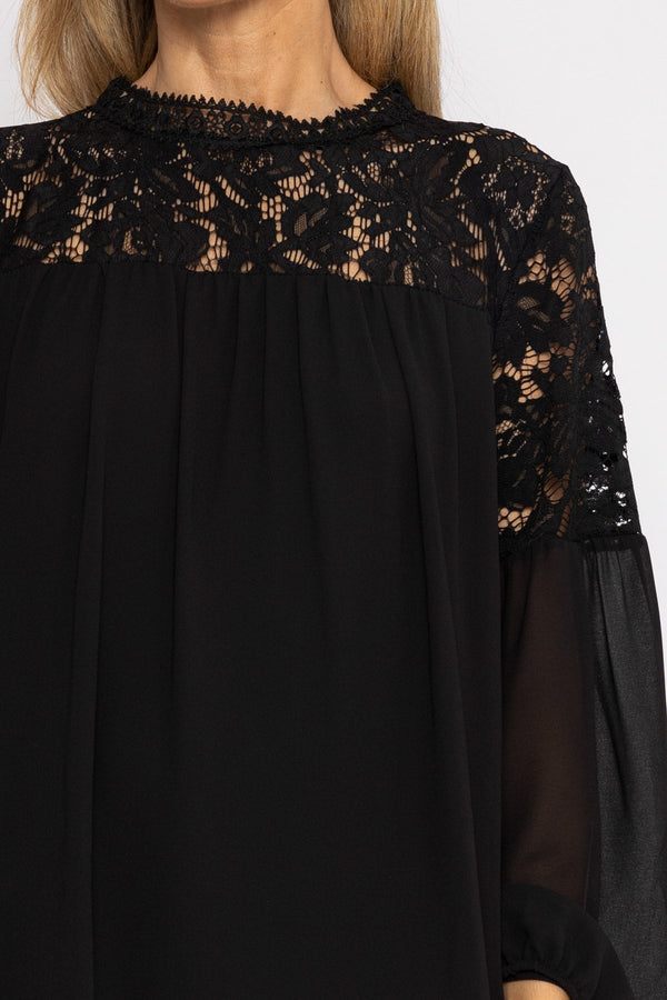 Carraig Donn Lace Sleeve Blouse in Black