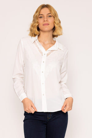 Carraig Donn Lace Trim Blouse in Ivory