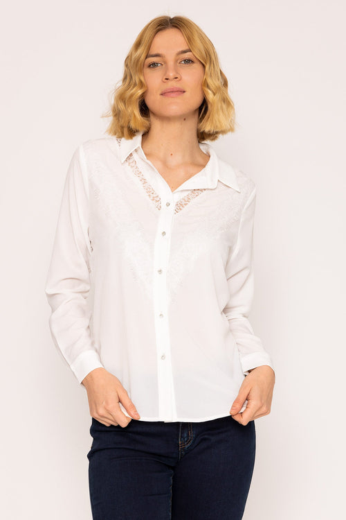 Lace Trim Blouse in Ivory