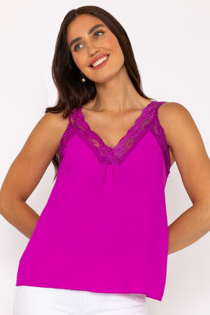Carraig Donn Lace Trim Cami in Pink