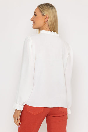 Carraig Donn Lace Trim Top in Ecru