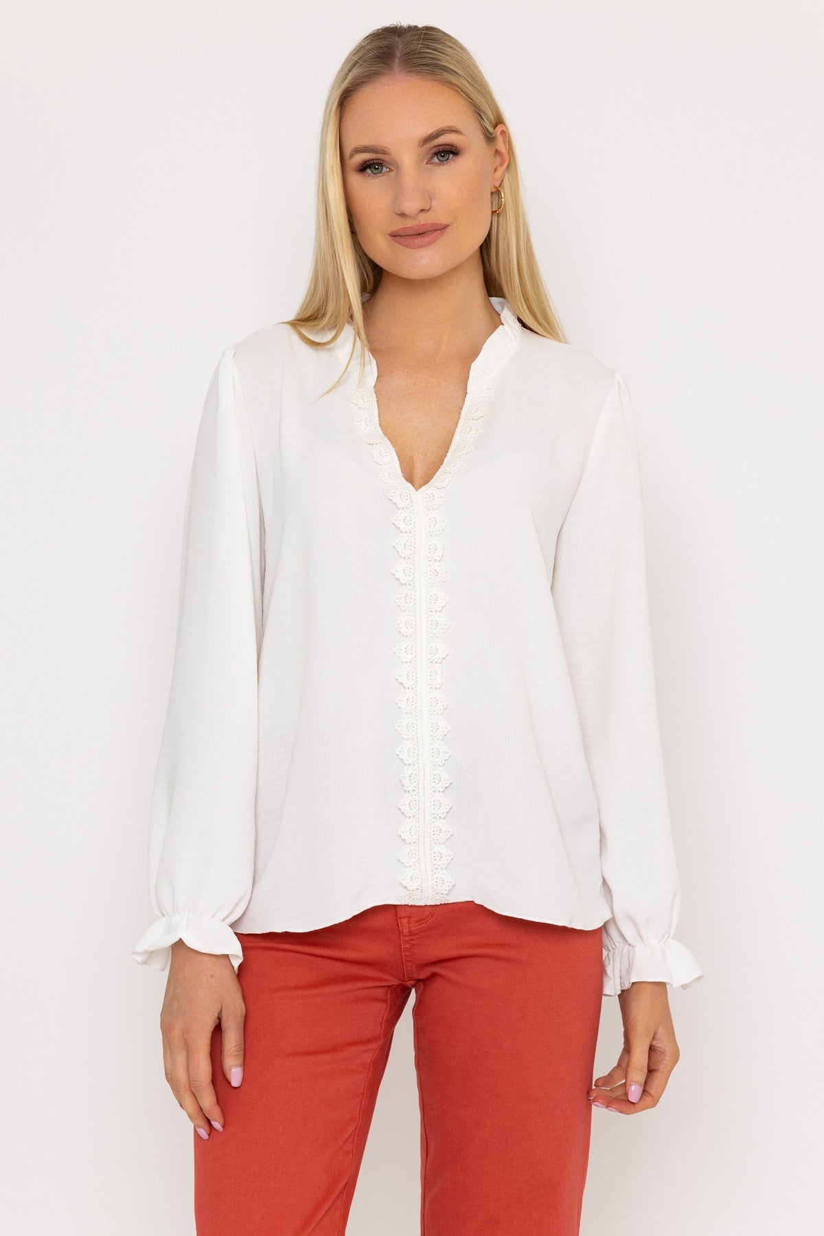 Lace Trim Top in Ecru