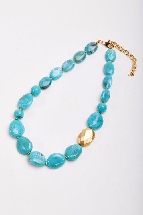 Large Beaded Blue Necklace