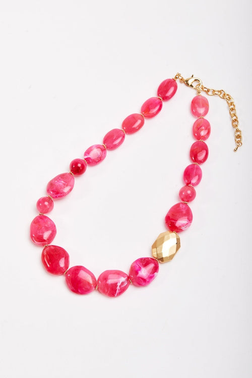 Large Beaded Fuchsia Pink Necklace
