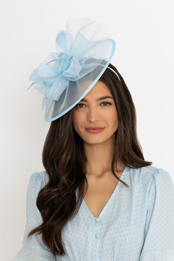 Carraig Donn Large Blue Fascinator with Floral Bow