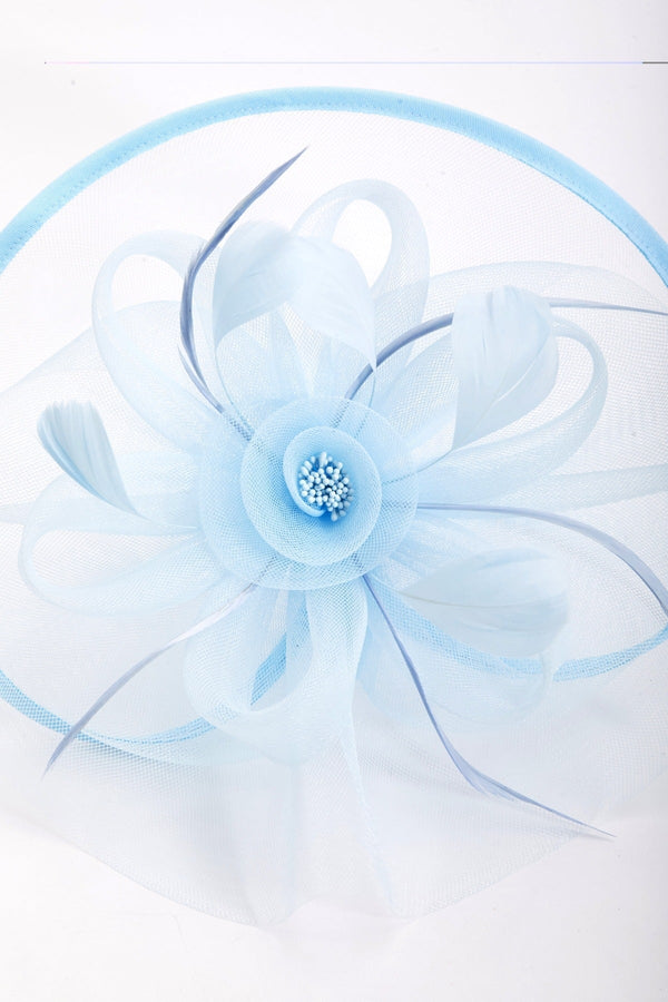 Carraig Donn Large Blue Fascinator with Floral Bow
