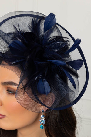 Carraig Donn Large Navy Fascinator with Feather