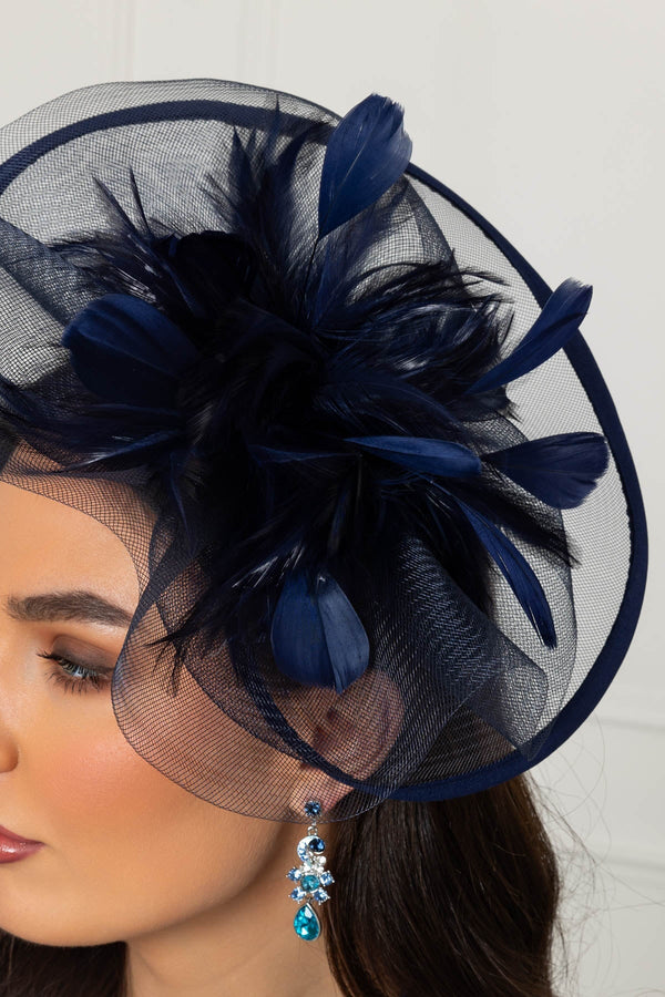Carraig Donn Large Navy Fascinator with Feather