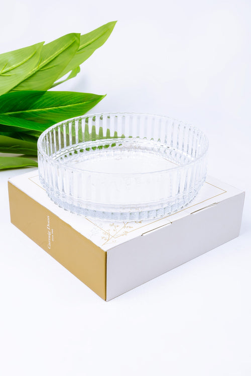 Large Vertical Cut Glass Bowl