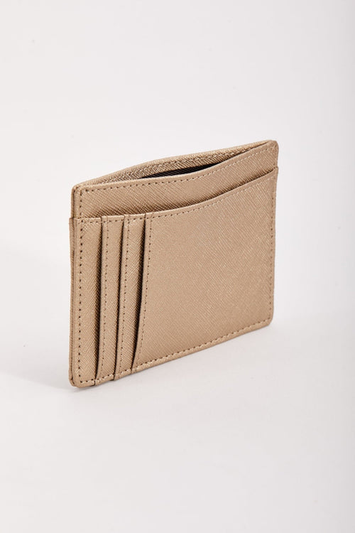 Leather Card Holder in Gold