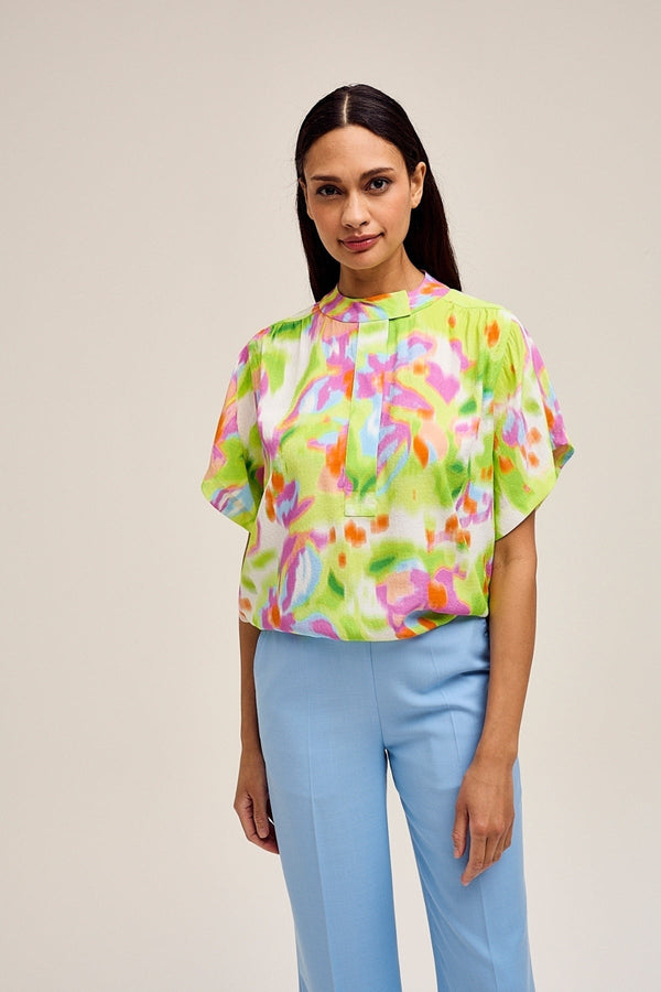 Carraig Donn Ledo Blouse in Green Print