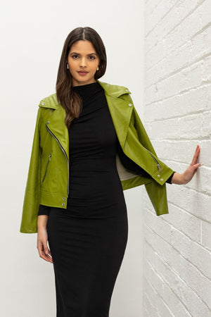 Carraig Donn Lime Green Leather Jacket