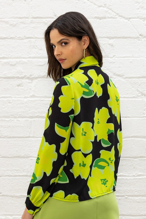 Carraig Donn Lime Green Printed Blouse