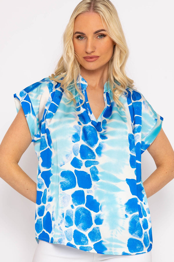 Carraig Donn Lolo Blue Printed Top